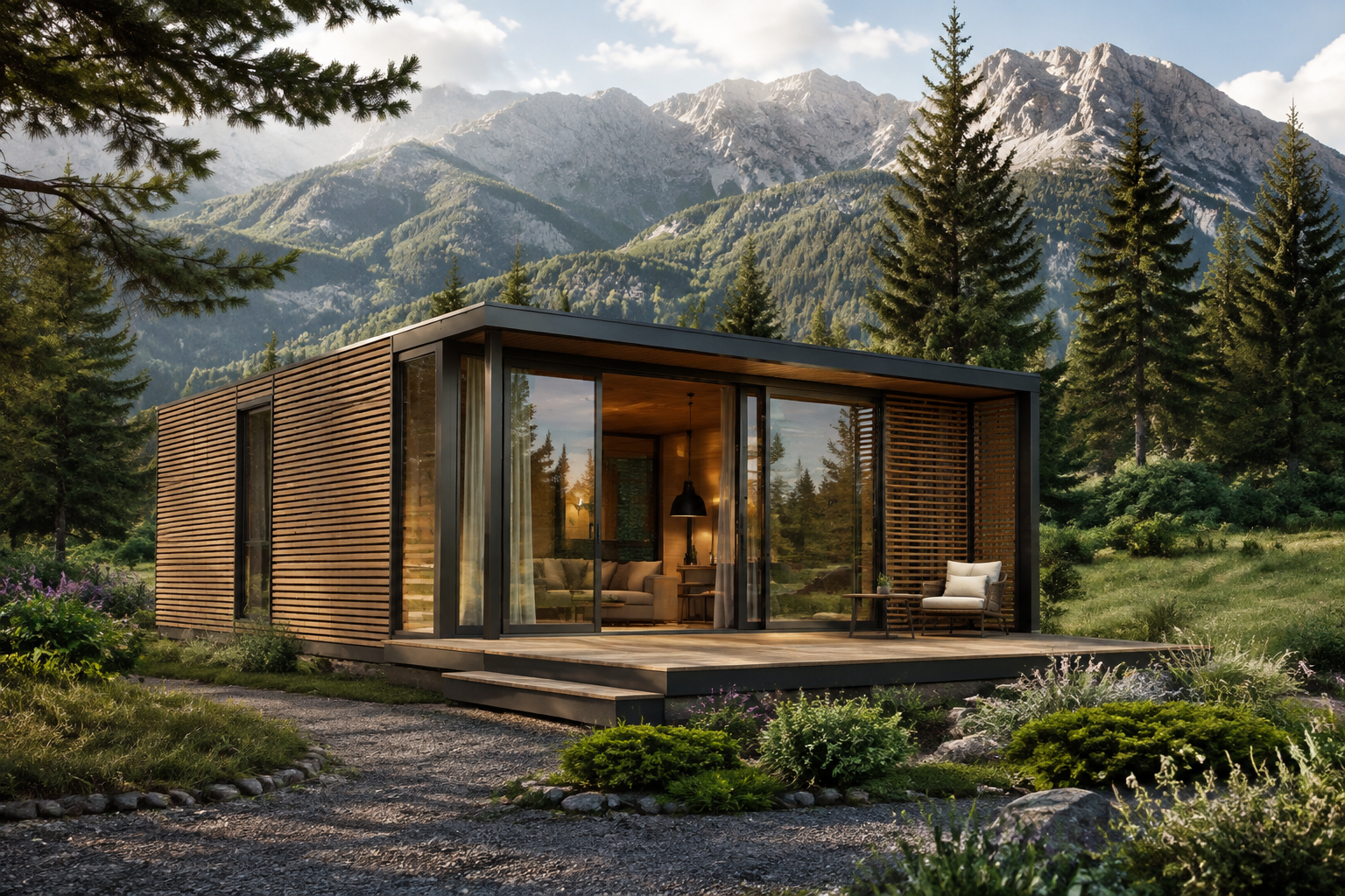 Concept di cabin modulare per campeggio e glamping