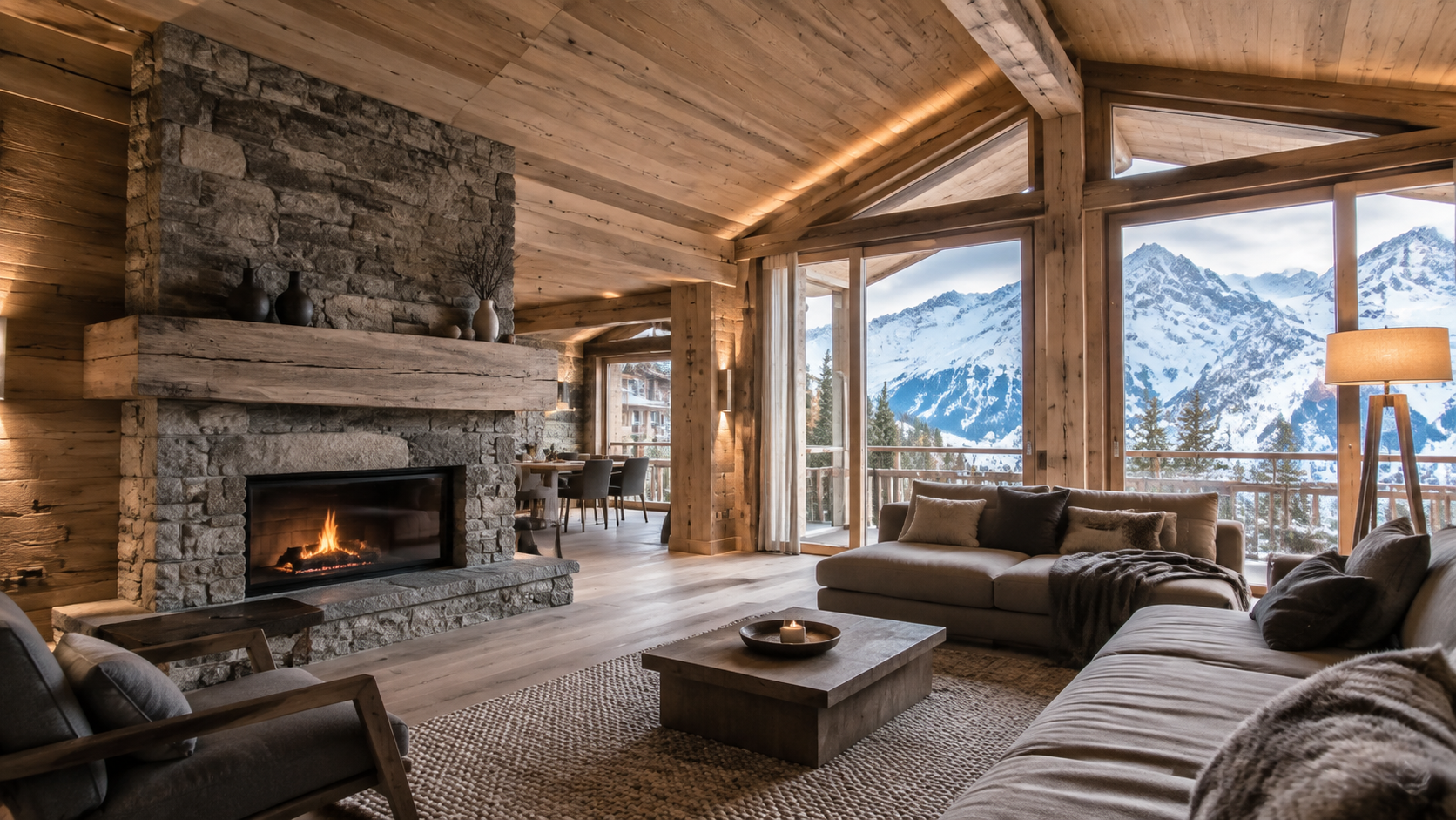 Interno chalet Valdostano moderno